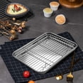 thumbnail image 4 of 10 Inch Toaster Oven Tray and Rack Set, Small Stainless Steel Baking Pan with Cooling Rack,Dishwasher Safe Baking Sheet, 4 of 8