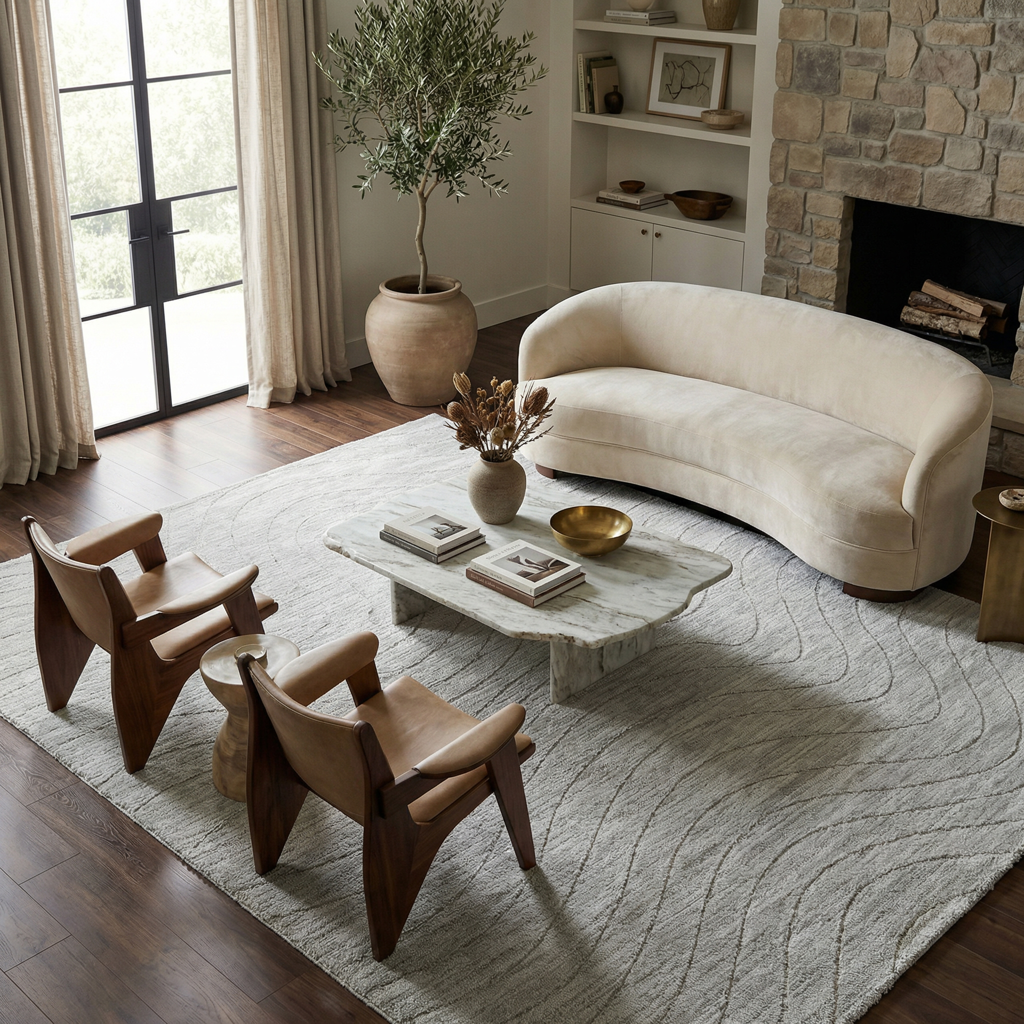 Tapis d'interieur abstrait Rug Branch Casa, gris, moderne - Salon, chambre, salle a manger et cuisine