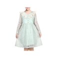thumbnail image 1 of Girls Dress Green Floral Lace V Neck Ruffle Pearl Long Sleeve Party 7 Years, 1 of 7