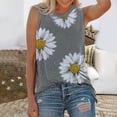 thumbnail image 2 of CHOK Débardeurs Sans Manches pour Femmes T-Shirts Hauts Décontractés Grande Taille Amples Hauts d'Été pour Femmes Col Rond Blouse Graphique à Imprimé Marguerites pour Femmes 2022, 2 of 6