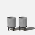 thumbnail image 2 of Veradek Mason Series Raised Demi 12" Plastic-Stone Planter with Stand - 2-Pack Gray/Black, 2 of 10