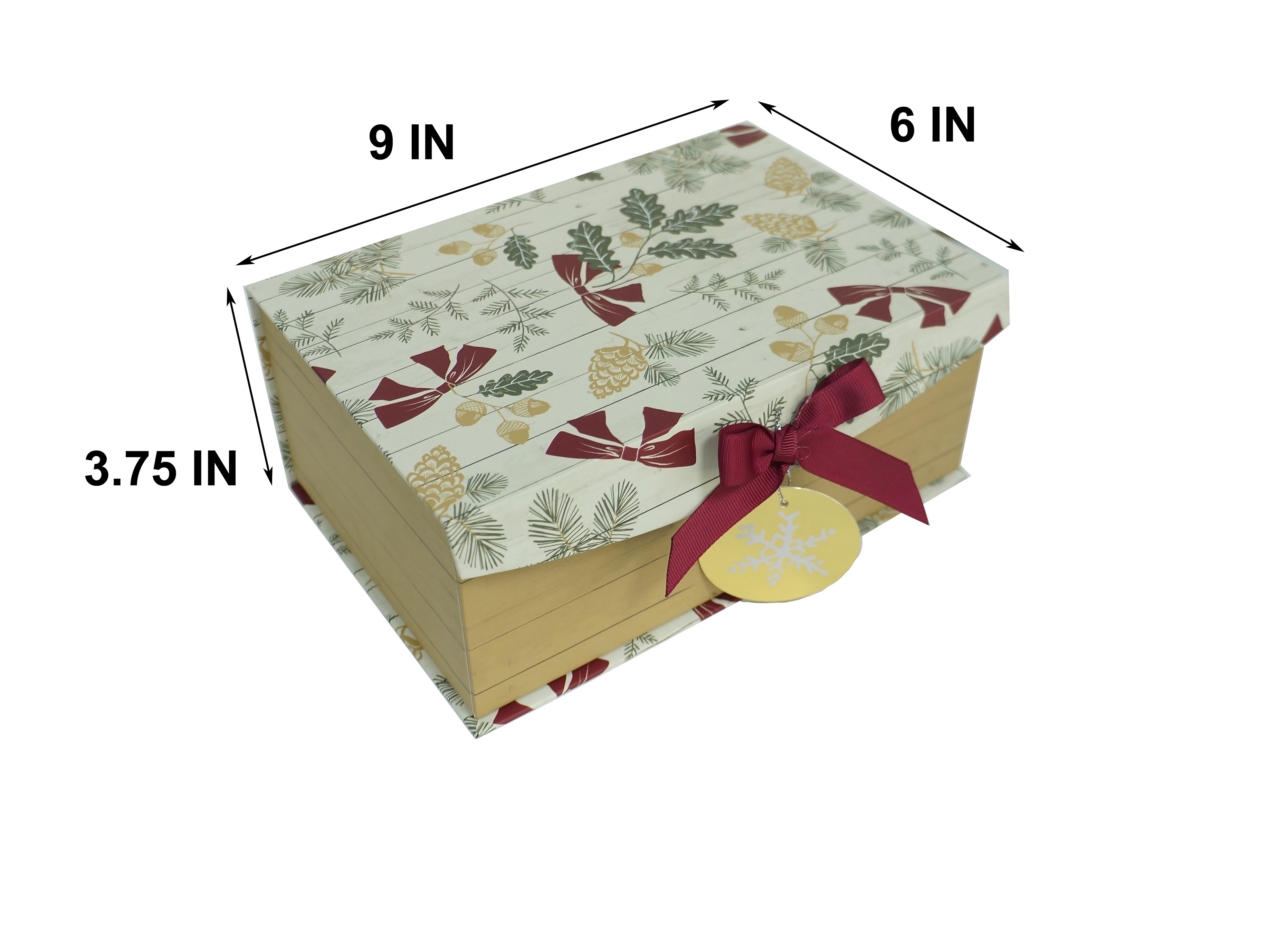 Grain Pinecone Christmas Small Decor Box,9 in x 6 in x 3.75 in,by Holiday Time