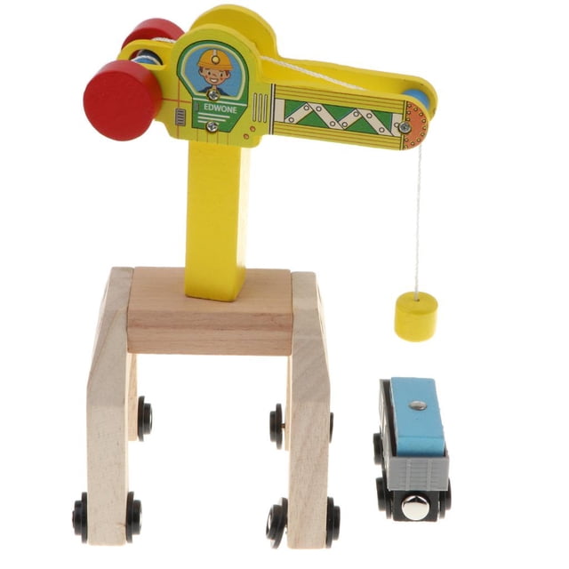 Esquirla Wooden Trains Railway Set Compatible Accessories - Mobile Crane & Freight Car
