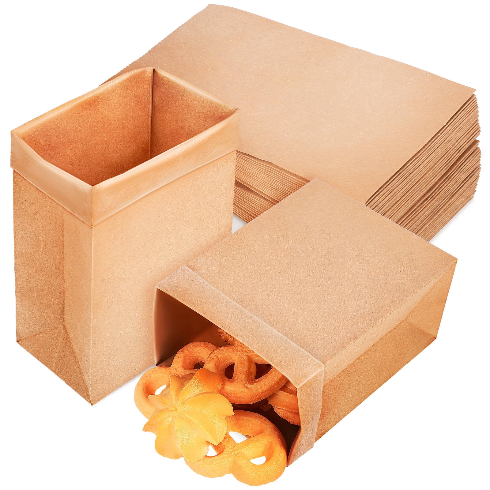 Minkissy 120Pcs Large Kraft Paper Bags for Bread Sandwich Snacks and Food Storage Brown