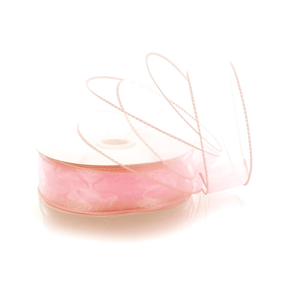 Ribbon Traditions 1.5" Wired Sheer Organza Ribbon Light Pink 50 Yards