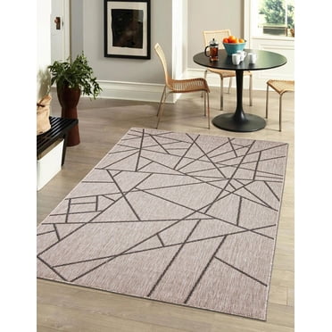ECARPET Indoor Outdoor Area Rug for Patio, Deck, Living Room Sisal Abstract Collection