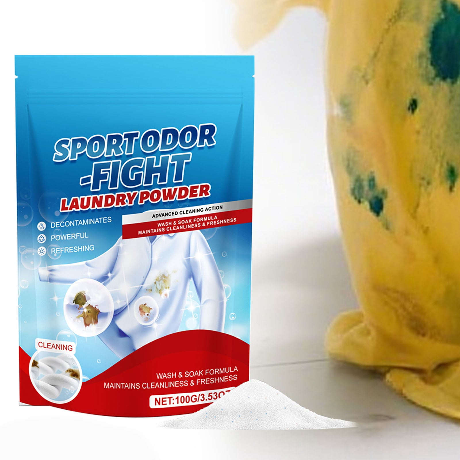 Powerful Laundry Detergent Stubborn Stain Cleaning Pretreatment Hand Washing Does Not Hurt Clothing Fibers 100g