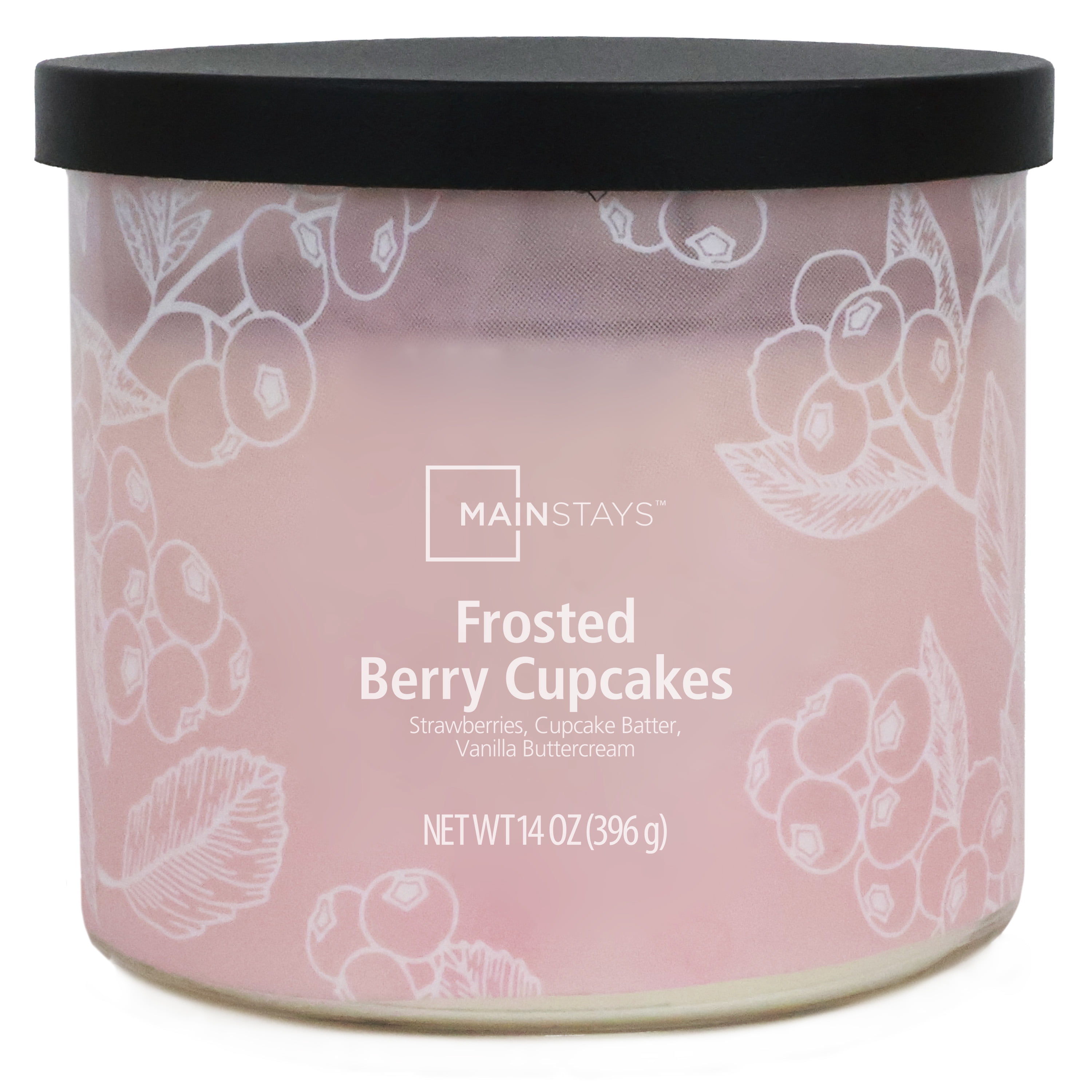 Bougie parfumée Mainstays à 3 mèches, enveloppée texturée Cupcake aux baies givrées, 14 oz