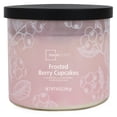 thumbnail image 1 of Mainstays 3-Wick Textured Wrapped Frosted Berry Cupcake Scented Candle, 14 oz, 1 of 6
