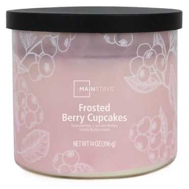 Bougie parfumée Mainstays à 3 mèches, enveloppée texturée Cupcake aux baies givrées, 14 oz
