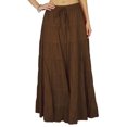 thumbnail image 1 of Phagun Jupe d'Été en Coton Brun pour Femme, Design Ethnique, Taille à Cordon - 24, 1 of 1