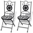 thumbnail image 2 of vidaXL 3 Piece Bistro Set Ceramic Tile Black and White, 2 of 5