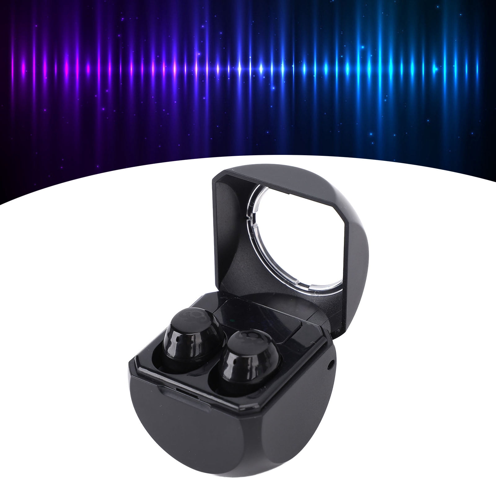 Black Earbuds Long Playtime Rechargeable  Earphones with Charging Case Eartips for Business Sleeping