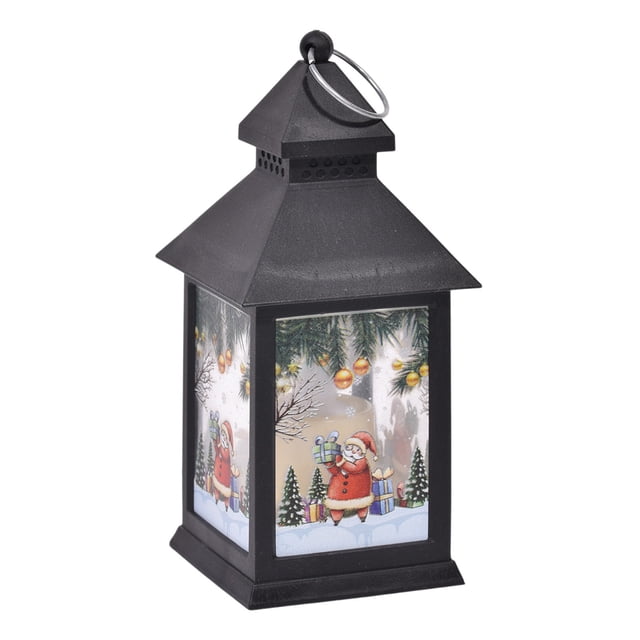 JASKFLY Plastic Portable Lamp Set of 2 Battery Powered Christmas Snow Lanterns with LED Lights Indoor Decor for Tabletop and Hanging,Home Decoration|Plastic,Multicolor