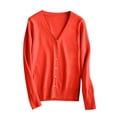 thumbnail image 4 of aohooy Womens Sweaters Cardigan Warm Thick Knit V-Neck Soft Button Down Cardigans Solid Open Front Long Sleeve Sweater Orange,XXL, 4 of 9