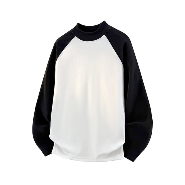 HAiming Mens Shirt Color Block Fleece Strenchy Long Sleeve Soft Casual Crew Neck Pullover Basic Tops