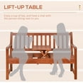 thumbnail image 4 of Outsunny Wooden Garden Bench with Pullout Middle Table for Lawn Coffee, 4 of 9