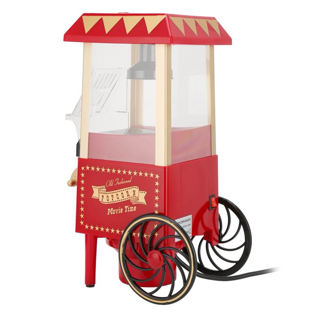 Popcorn Machine, Popcorn Maker, Automatic Popcorn Machine for Home, Red Retro Model, for Birthday and Party