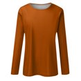 thumbnail image 4 of AherBiu T Shirts for Women Fall Long Sleeve Crewneck Basic Tee Tops Loose Solid Color Comfy Shirts, 4 of 5