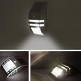 thumbnail image 3 of Hongchun 2 Pack Solar Motion Sensor Fence Post Light, 2 LED Solar Powered Stainless Steel Fence Light, Solar Powered Waterproof Outdoor Security Light, Solar Accent Wall Light for Patio, Garden (White Light), 3 of 5