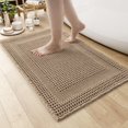 thumbnail image 1 of AMOAMI Waffle Bath-Mat, Absorbent Bath Mats for Bathroom Non Slip, Machine Washable Bathroom Rugs with Tassels Ultra Soft Boho Bath Rugs for Floor 17''x24'' Beige, 1 of 5