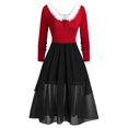thumbnail image 1 of TJAZFJPA Robe à Manches Longues pour Femmes Robe de Noël Patchwork Col en V Panneau Manches Longues Col en V Robe Asymétrique Robes Dorées pour Femmes Robe Courte, 1 of 7