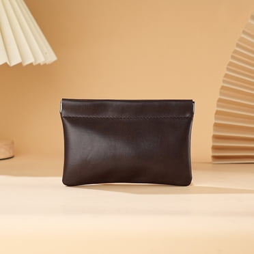 EGNMCR Portable Coin PouchAutomatic Closure Coin PurseFaux Leather OrganizerBagCash Pouch For Carrying Coin Convenient Jewelry Pouch PU Coin Purse