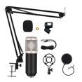 thumbnail image 1 of Amdohai Studio Recording Condenser Microphone Kit with Shock Mount + Flexible Scissor Arm Stand + Pop Filter + Windscreen + Connection Cable for Network Broadcasting Online Singing, 1 of 5
