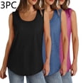 thumbnail image 2 of Plebaso Lot de 3 Débardeurs pour Femmes Décontractés d'Été Sans Manches Amples Col Rond T-Shirts Basiques pour Dames, 2 of 7