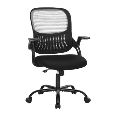 edx Ergonomic Office Desk Chair, Mesh Cover with Flip up Arms, Lumbar Support for Home Office, Black