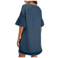 thumbnail image 5 of Cameland Robe d'Été pour Femmes, Couleur Unie, Col en V, Chiffon à Pois, Manches Courtes, Col en V, 5 of 5