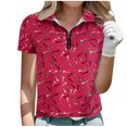thumbnail image 2 of FcBaudy Hauts pour Femmes, Chemisier et Chemise à Manches Courtes à Col Rabattu Chemise de Sport Décontractée pour Femmes-Col Chemisier à Fermeture à Glissière à Manches Courtes Haut à Col Rabattu pour Femmes Chemisier, 2 of 7
