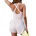 thumbnail image 3 of Kmbangi Women's Solid Color Cami Playsuits Sleeveless Sports Short Jumpsuits Summer Cross Backless Romper Tracksuits, 3 of 6