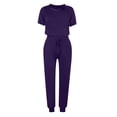 thumbnail image 4 of Yuyuzo Womens Workout Sets 2 Piece Short Sleeve Crew Neck T-Shirts Drawstring Jogger Pants with Pockets, 4 of 5