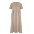 thumbnail image 4 of Jusqu'à 65 % de Rabais! Robes d'Été Mode pour Femmes 2024 Grande Taille Décontractées Unies à Manches Courtes Robes Boutonnées en Coton et Lin Robe Ample, 4 of 6