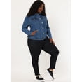 thumbnail image 3 of GRACE & GRANDEUR Women's Plus Jean Jacket Button Closed Cropped Denim Jacket, 3 of 6