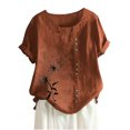 thumbnail image 1 of Cameland Hauts pour Femmes Col Rond Manches Courtes Imprimé Floral Chemise Ample Hauts, 1 of 3