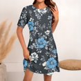 thumbnail image 1 of Ovzne Robes d'Été pour Femmes Robe de Plage Mode pour Femmes Robe à Col Rond à Manches Courtes Imprimée Robe Chandail Grande Taille Robe Maxi à Manches Courtes Liquidation, 1 of 5