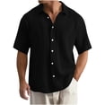thumbnail image 1 of Kaemgyyd Mens Button down Shirt Lightweight Summer Beach Vacation Tops Casual Loose Textured Solid Color Half Sleeve Tee, 1 of 5