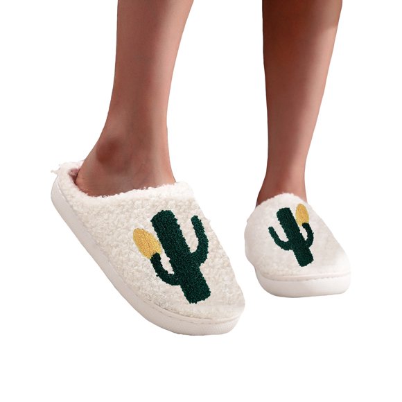 Womens Christmas Slippers Soft Plush Fuzzy Cozy House Shoes for Woman Men Xmas Reindeer Indoor Outdoor