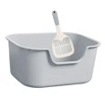 thumbnail image 4 of Open Top Pet Litter Tray Kitten Toilet Cat Sandbox Large Space Bedpan Cat Litter Gray, 4 of 9