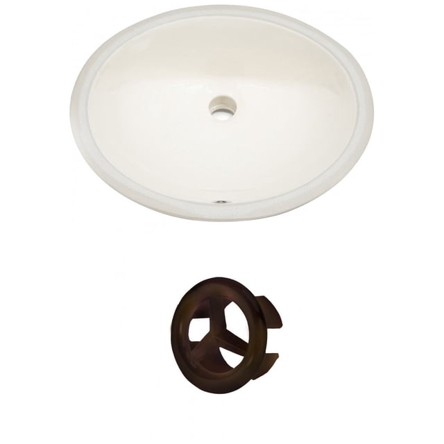 19.5-in. W CUPC Oval Bathroom Undermount Sink Set In Biscuit - Oil Rubbed Bronze Hardware AI-20484