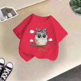 thumbnail image 4 of Hauts pour Filles Imprimé Mignon Col Rond Manches Courtes Tee Été Mode Ample Vêtements pour Bébés Filles Rose 2-4 Ans, 4 of 4