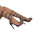 thumbnail image 4 of Sandales à Talons Hauts à Brides Enroulées pour Femmes, Sandales à Strass, 4 of 9