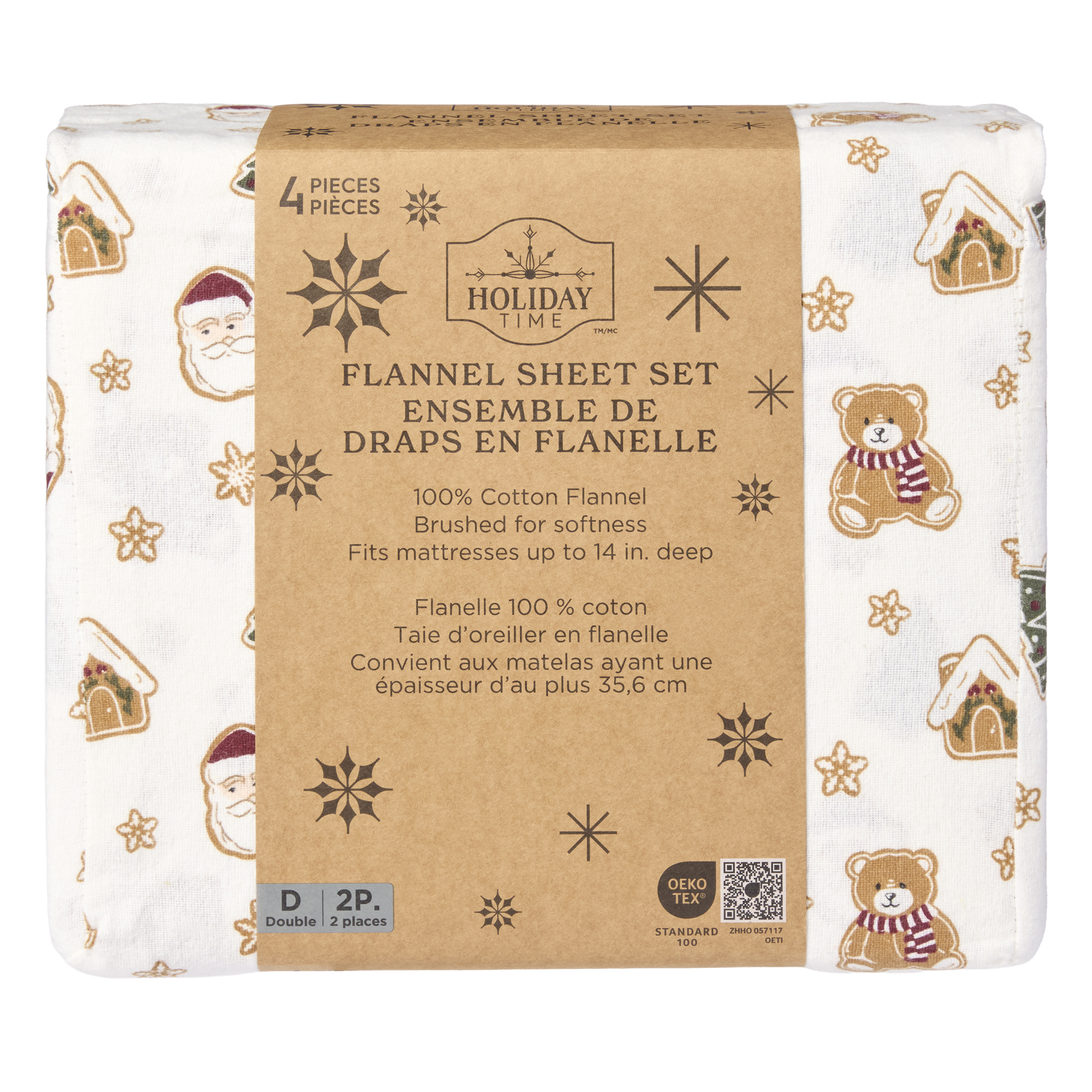 Holiday Time Twin Flannel Sheet Set