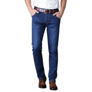 Ediodpoh Stylish Men's Jeans Fashion Slim Fit Winter Outdoor Velvet Denim Trousers Comfortable and Versatile Casual Wear for Every Adventure Men's Pants Blue 38