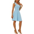 thumbnail image 4 of INSPIRE CHIC Robe pour Femme Nœud une Épaule Sans Bretelles Ligne A Évasée Robe de Soirée avec Poches m Bleu Clair, 4 of 6