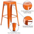thumbnail image 2 of 30'' High Backless Orange Metal Indoor-Outdoor Barstool with Square Seat, 2 of 9