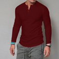 thumbnail image 2 of Men Long Sleeves  Neck Solid Button Pullover Casual Men T Shirt Men Blouse, 2 of 6