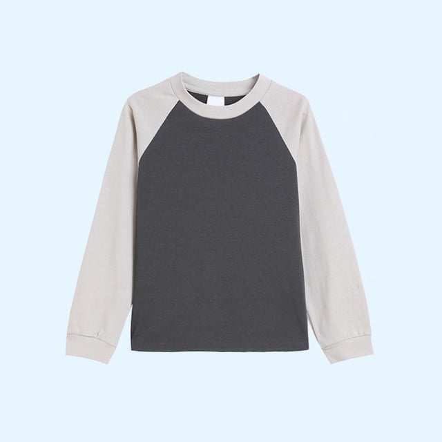 Milgrthf Kids Boys Girls Crewneck Sweatshirt Fall Casual Long Sleeve Raglan Color Block Cotton Pullover Tops Gray 5 Years